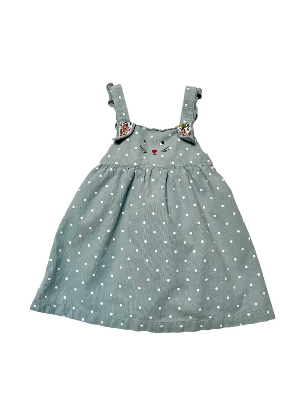 Baby Boden Corduroy Polka Dot Bunny Pinafore Dress Size 12-18 months
